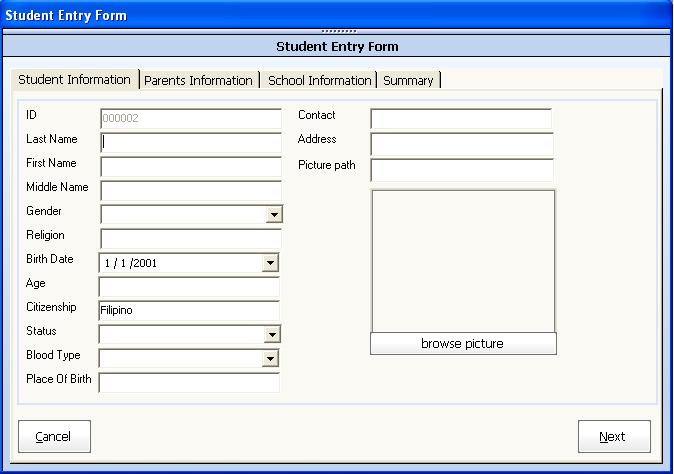 Student record system thesis documentation