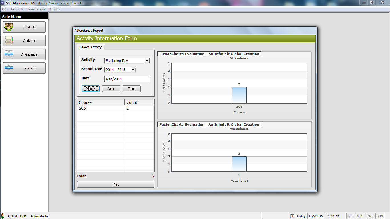 Barcode based attendance system