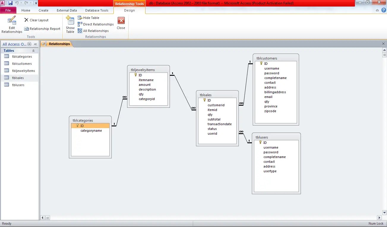 Jewelry Sales Accounting and Appraisal System MS Access Version