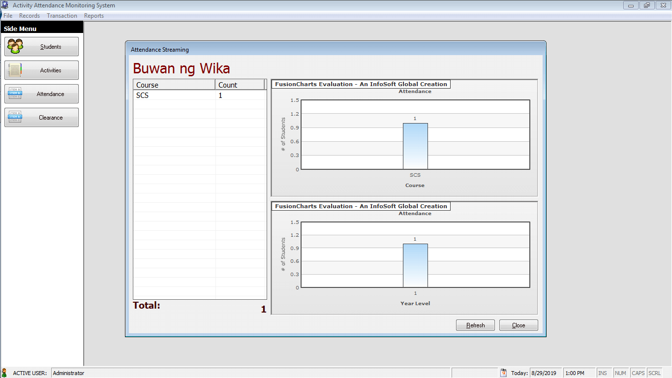 Activity Attendance System Livestreaming of Attendance Form