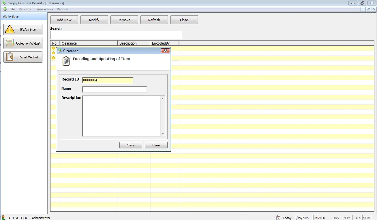 Business Permit System Encoding of Clearance Requirements