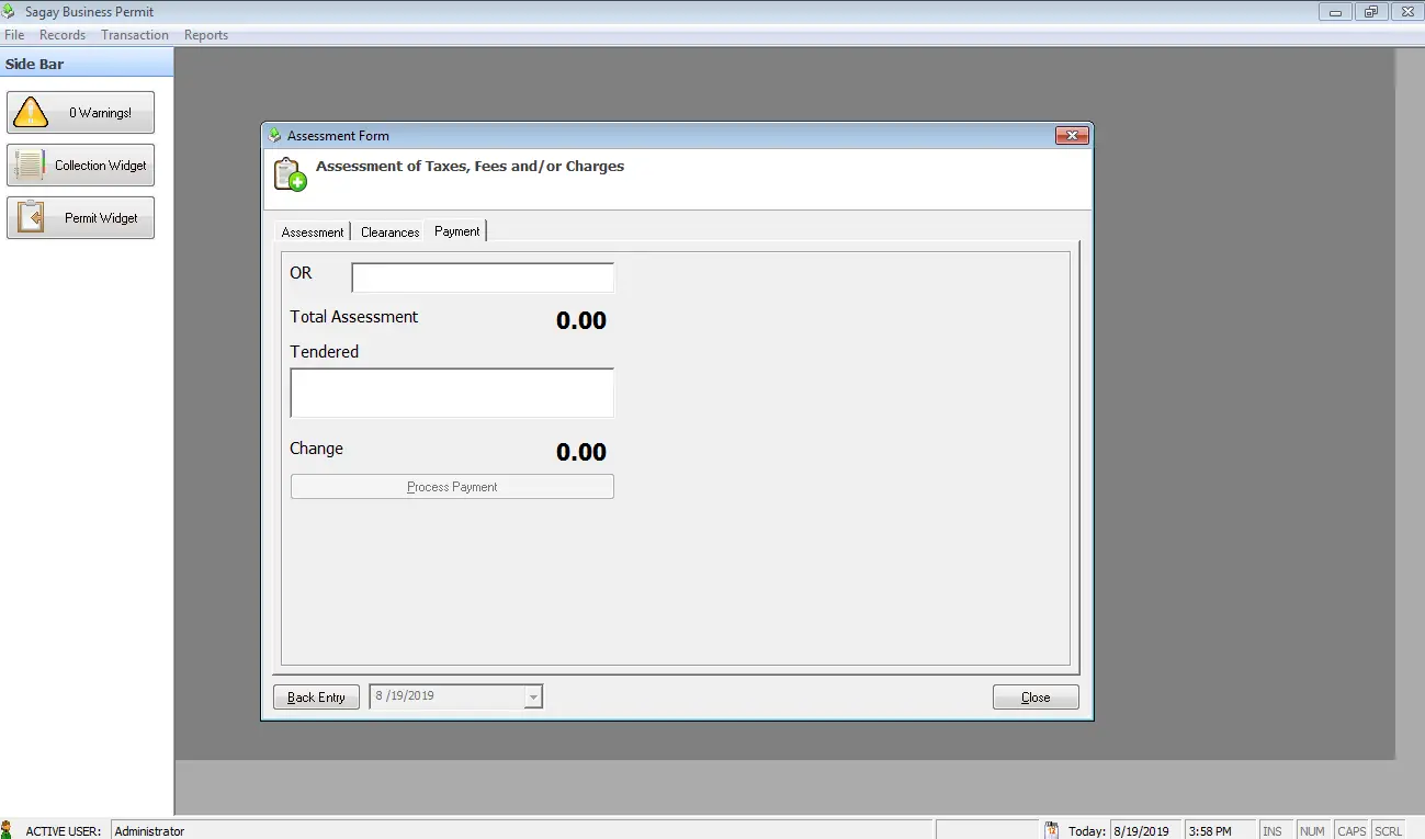 Business Permit System Payment Transaction Form