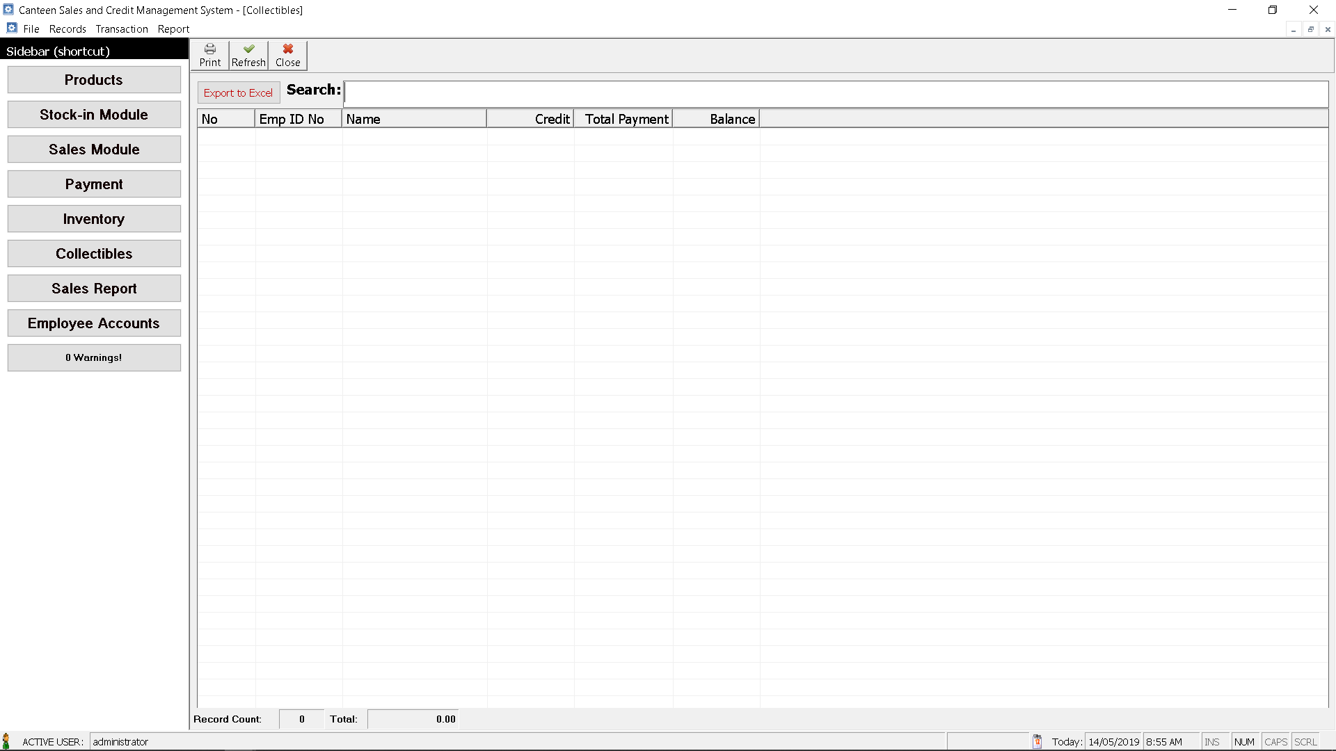 Canteen Management System Accounts Receivable Module