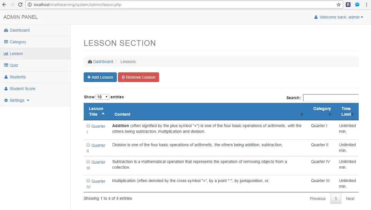ELearning System for Math Encoding of Lectures and Lessons
