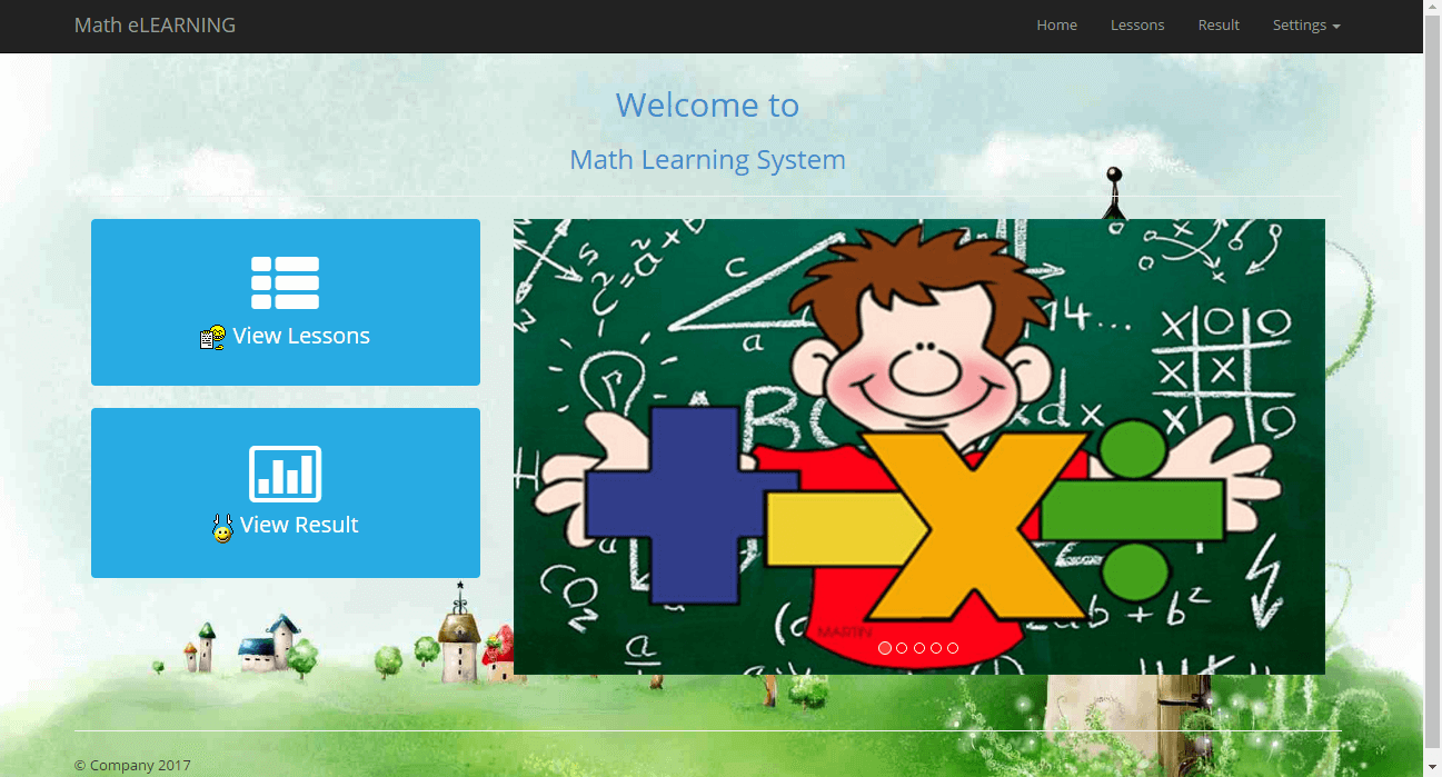 ELearning System for Math Student Home Page