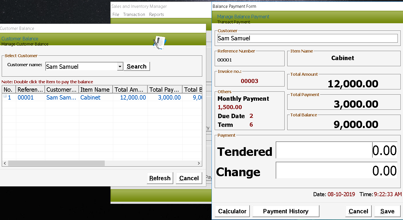 Furniture System Customer Balance Module