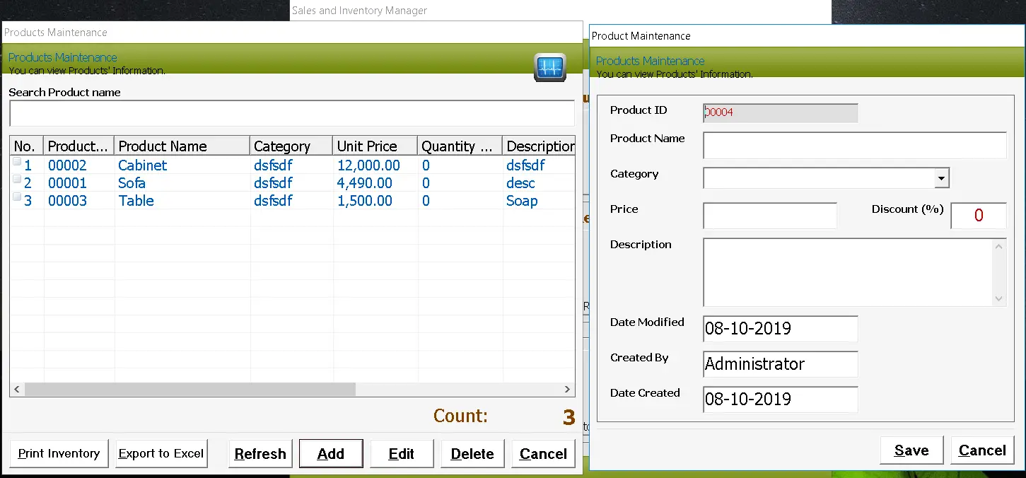 Furniture System Product Encoding Form