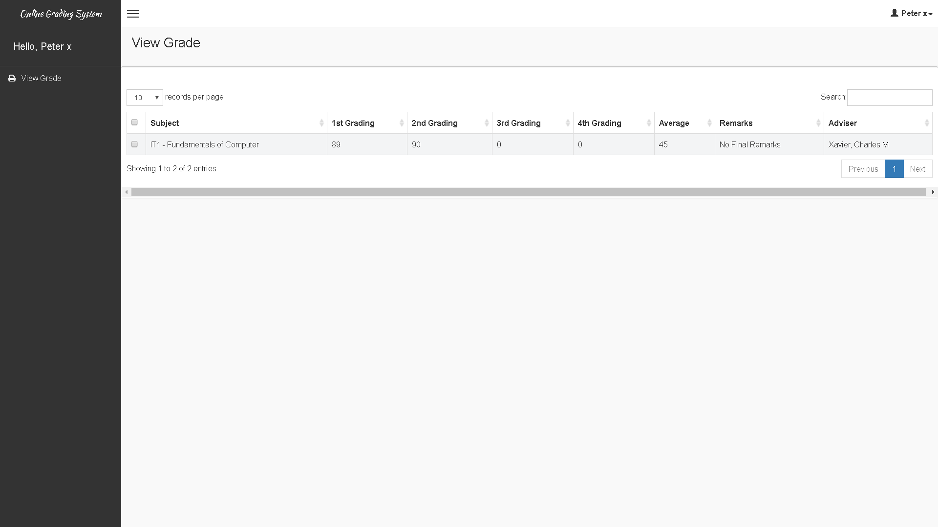 Grading System Grade Viewing Module for Students