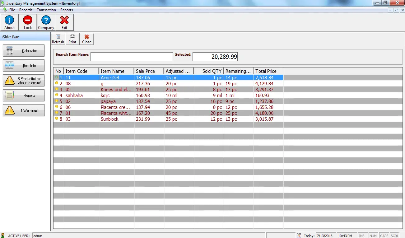 Point of Sale System Inventory Report Module