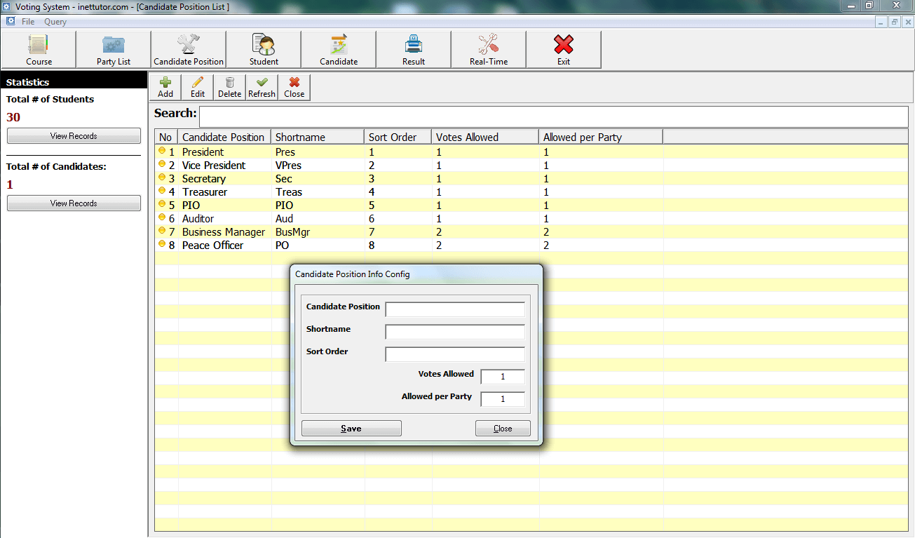 Voting System Candidate Position Module