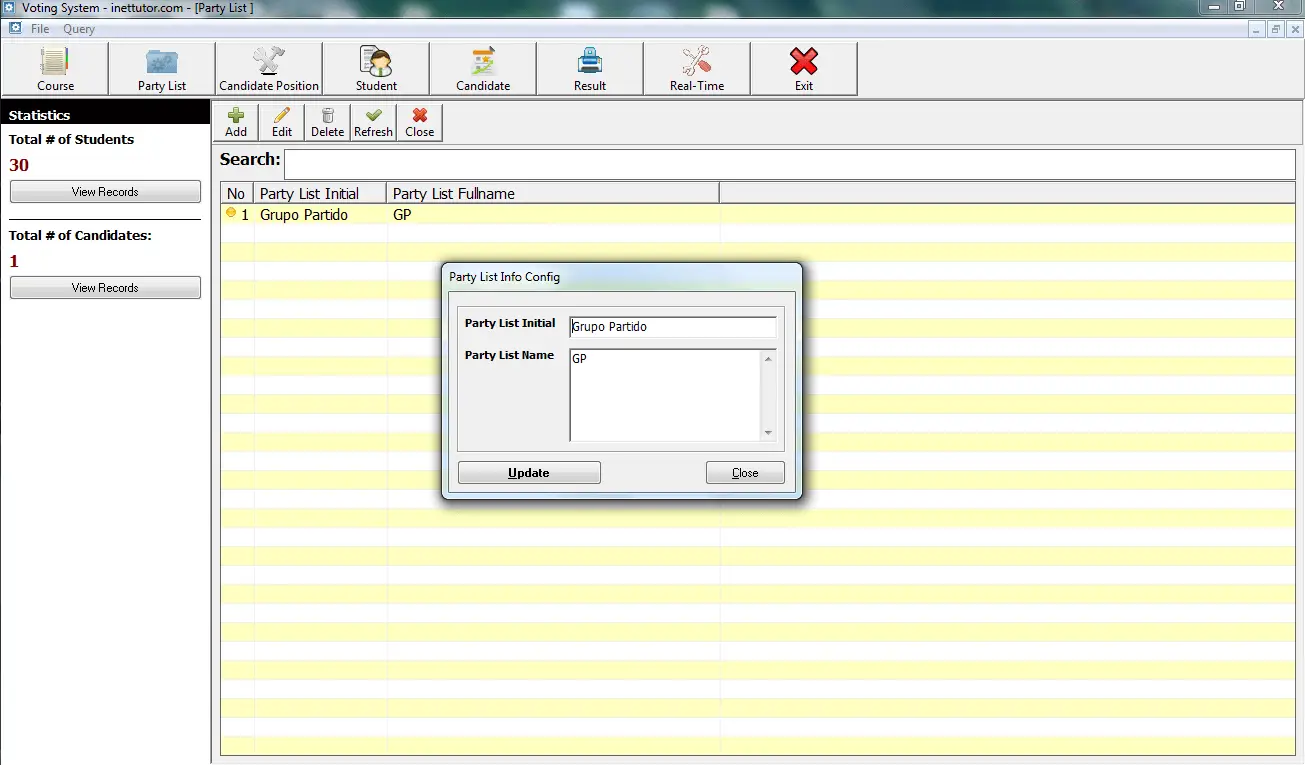 Voting System Encoding of Party List Module