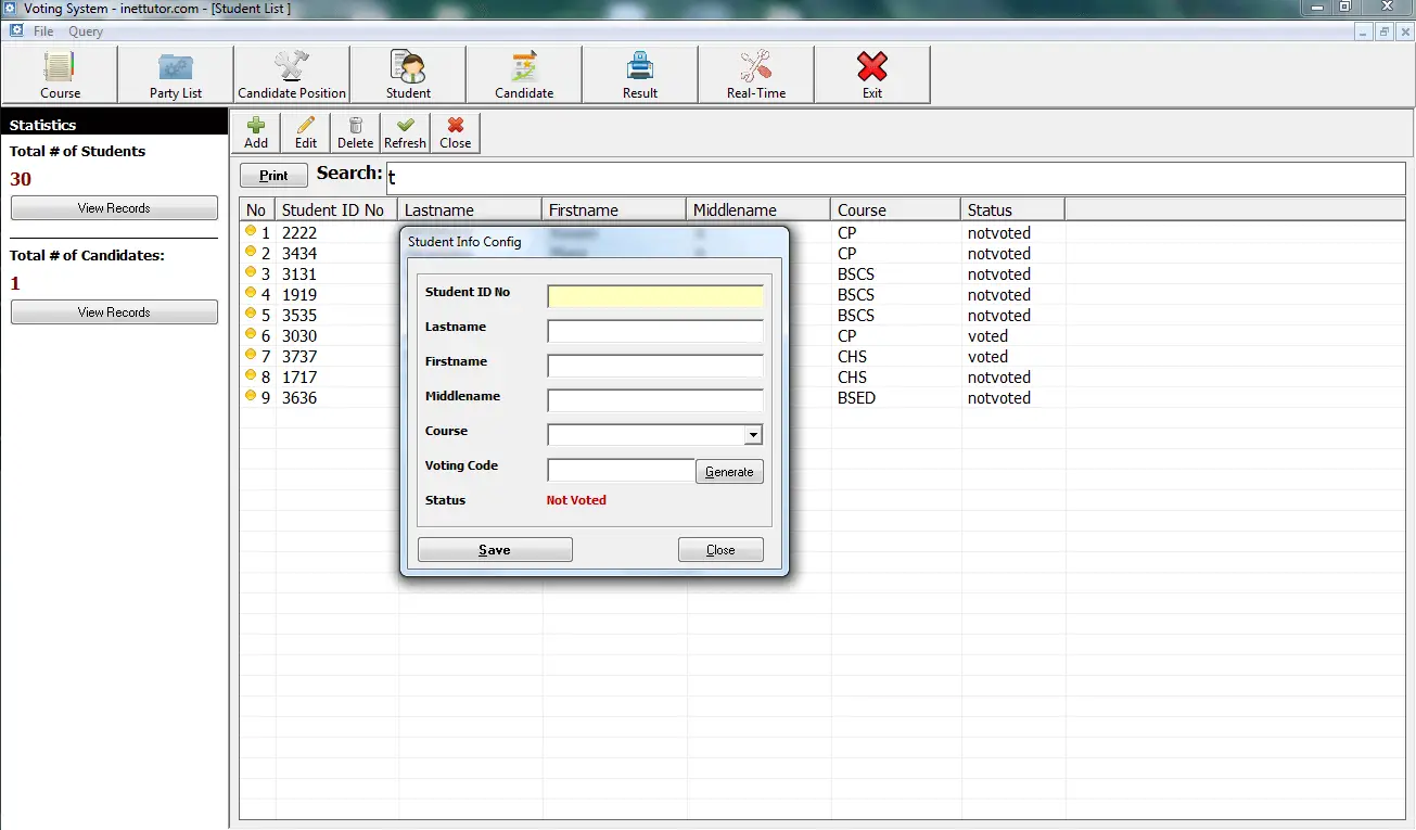 Voting System Encoding of Student Module