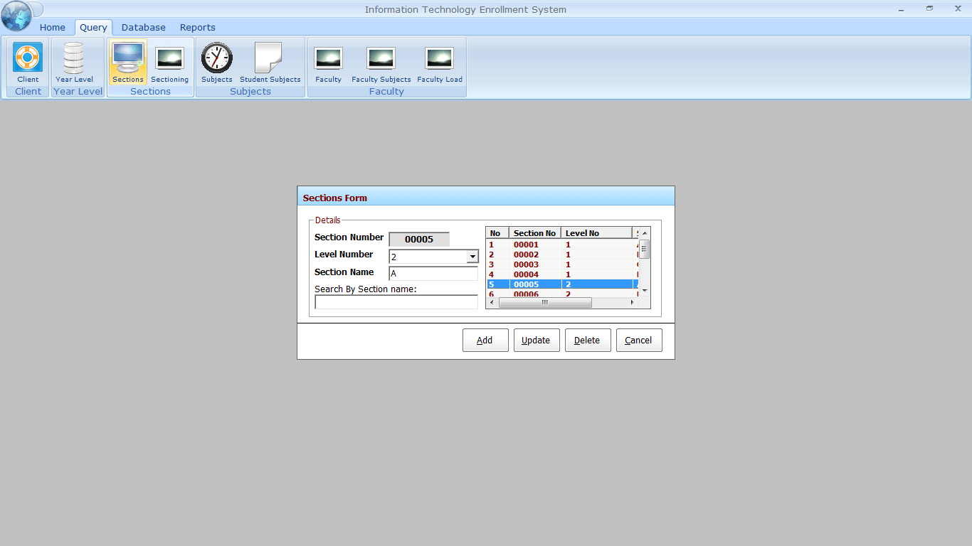 Enrolment with Faculty Loading Class Section Encoding Form