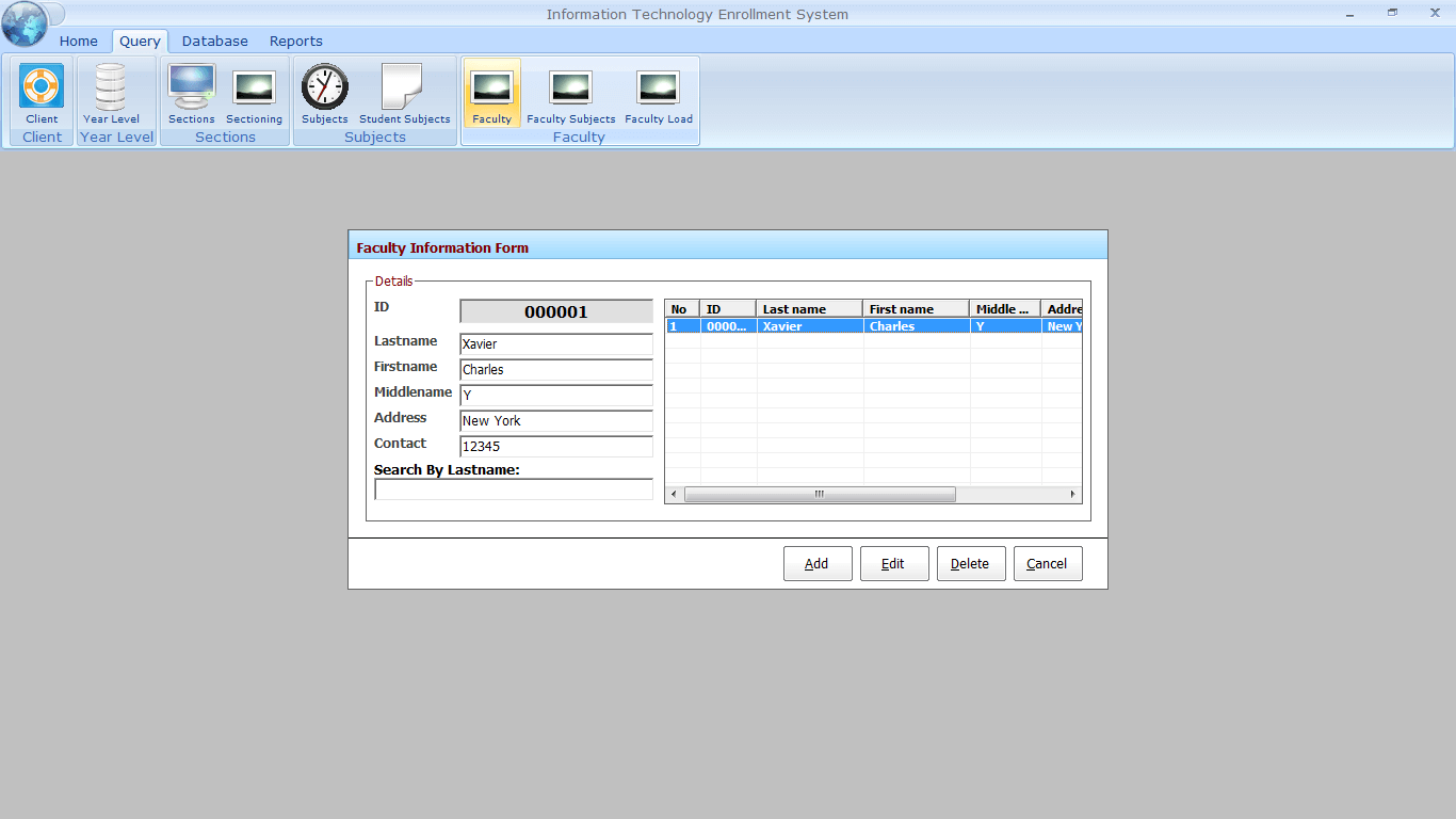 Enrolment with Faculty Loading Faculty Information Encoding Form