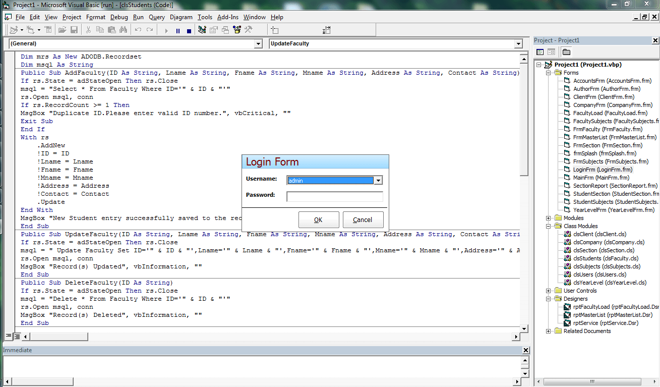 Enrolment with Faculty Loading Login Form