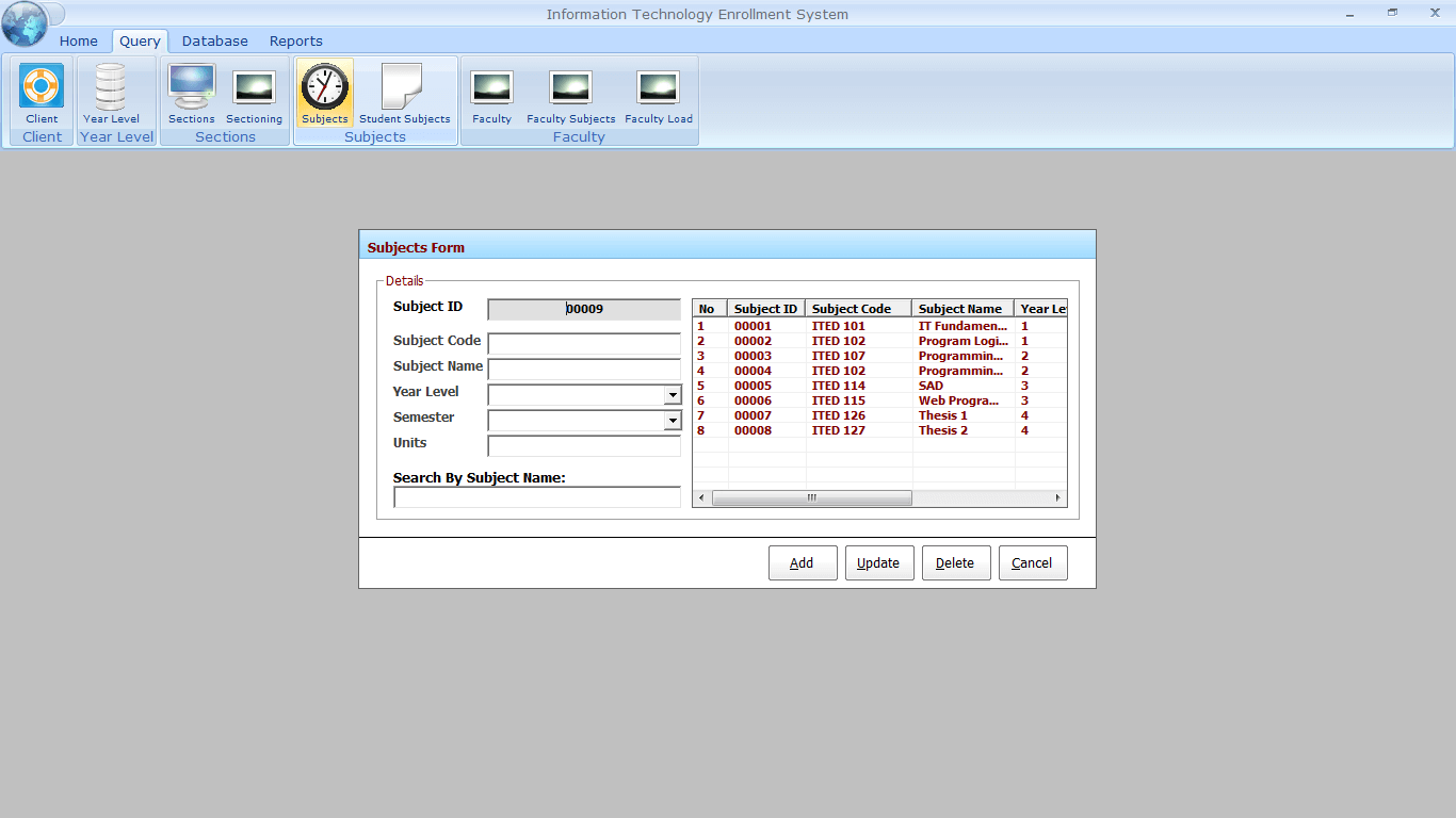 Enrolment with Faculty Loading Subject Encoding Form