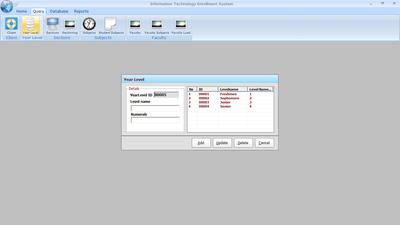 Enrolment with Faculty Loading Year Level Encoding Form