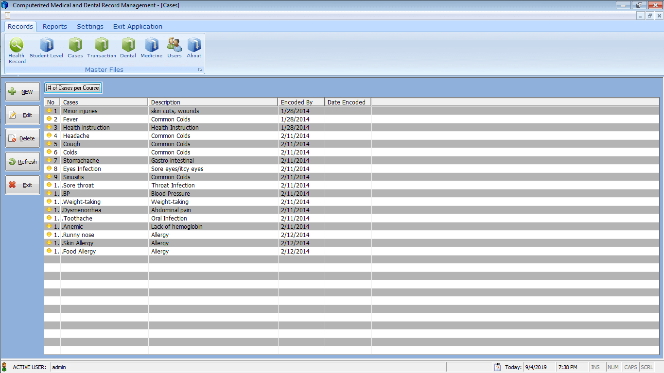 Medical and Dental Record System Disease Archiving Form