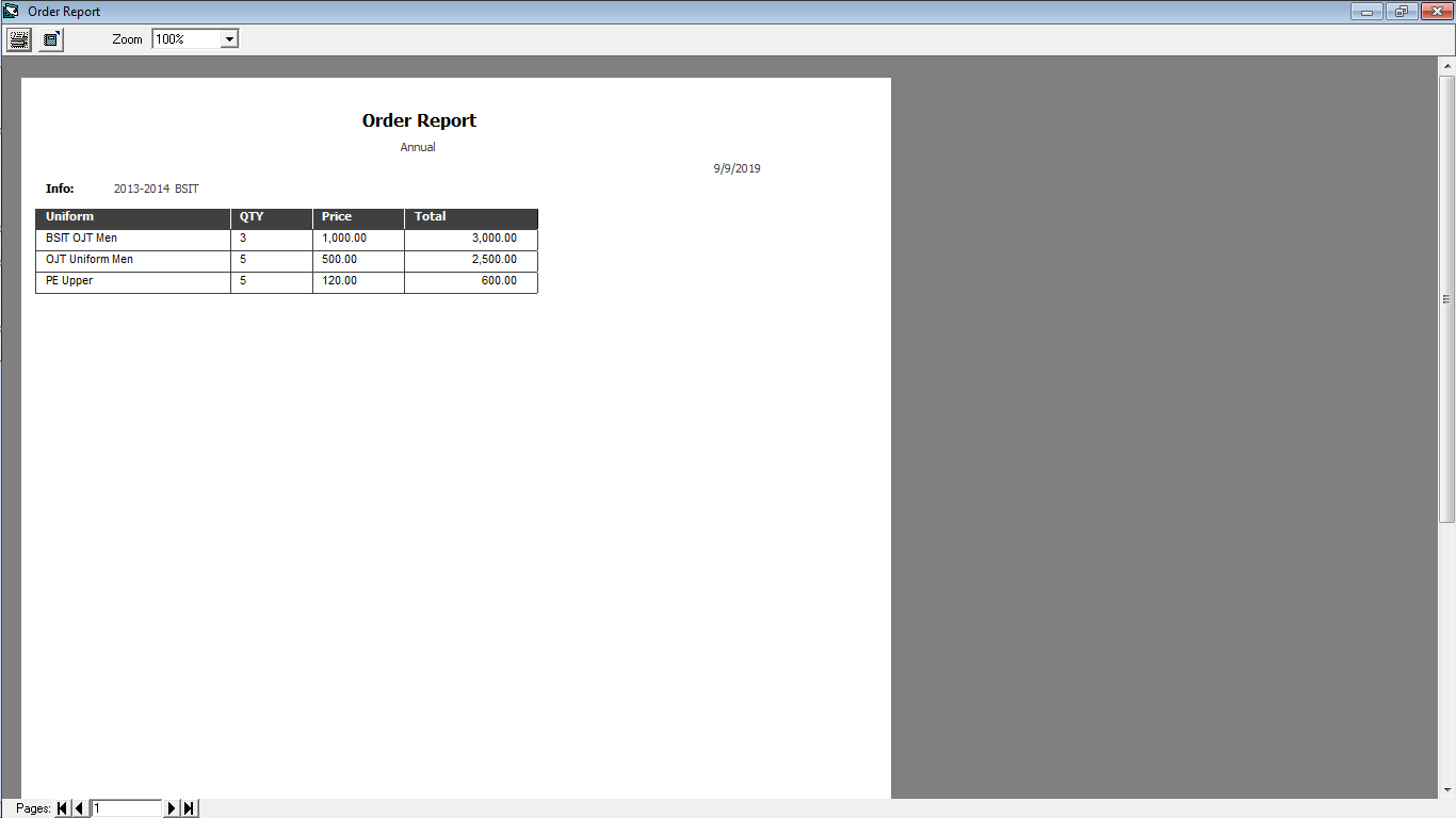 Records Management System Order Report Printable Format