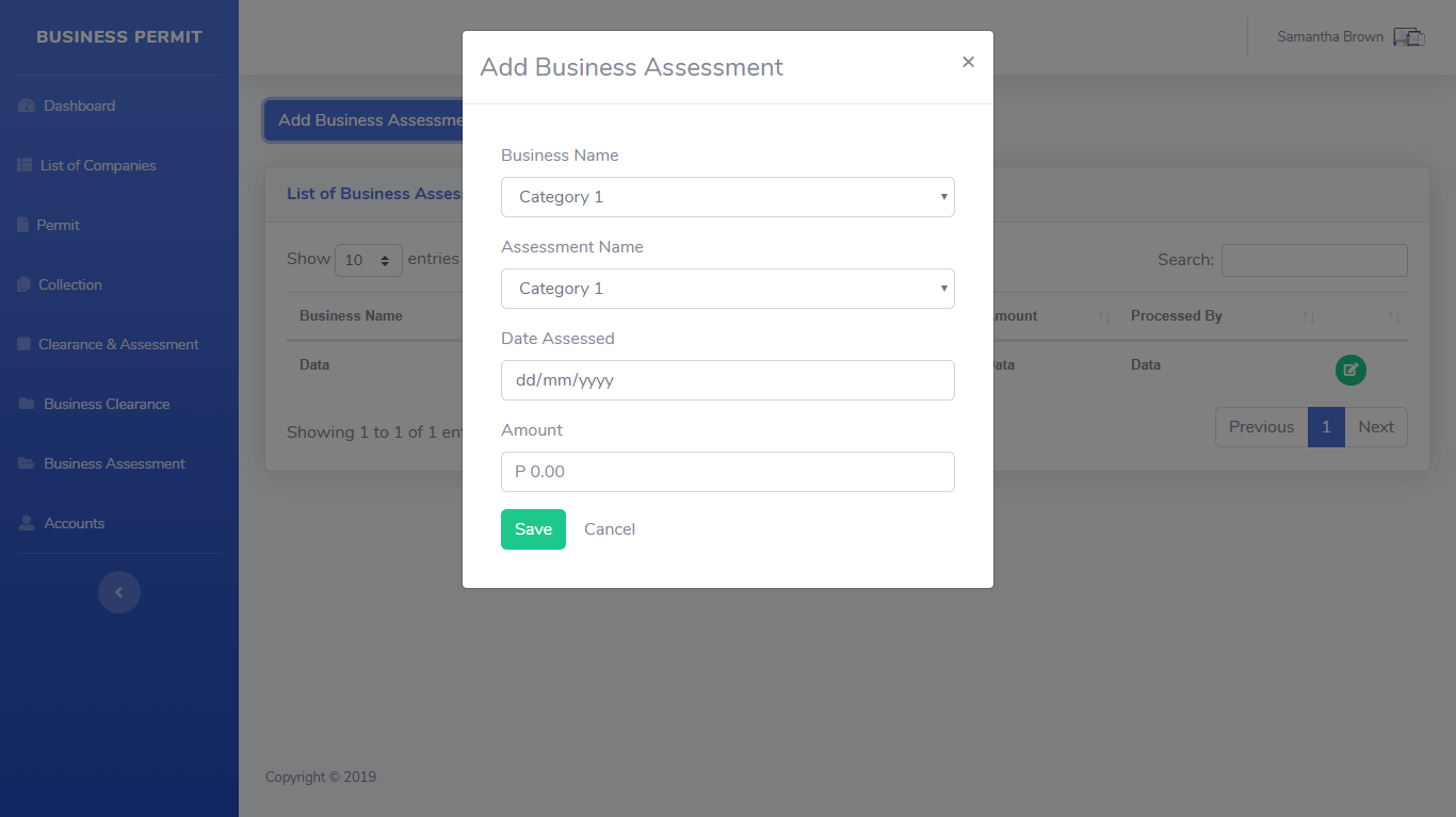 Business Permit Application and Monitoring System Business Assessment Module