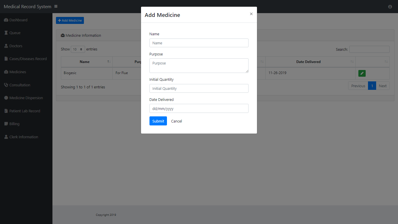 Medical Record System Medicine Information Module