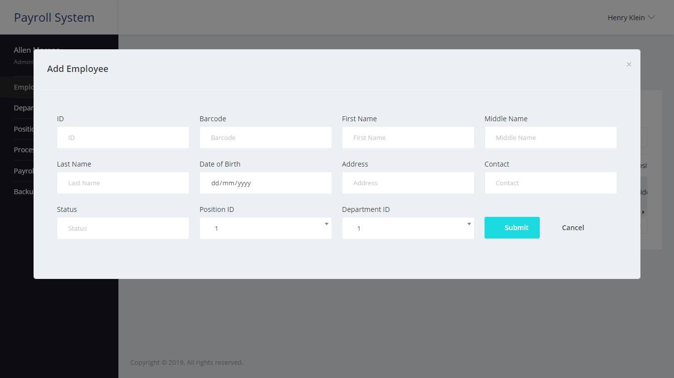 Payroll System Employee Encoding Module