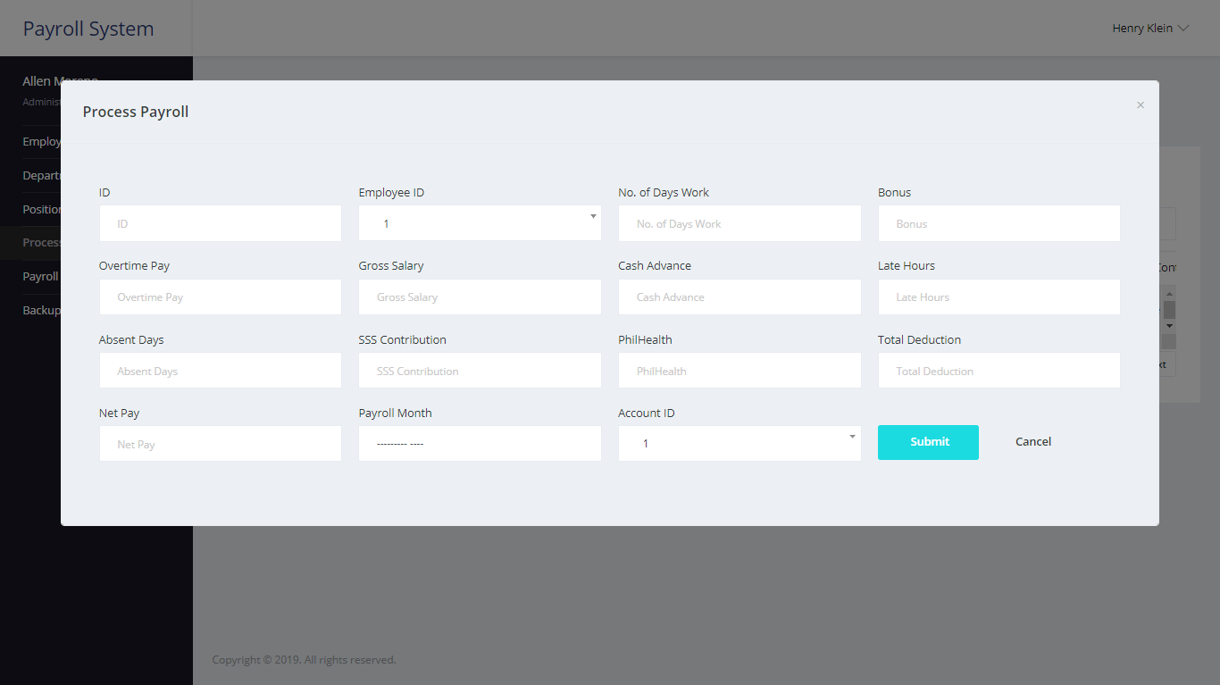 Payroll System Payroll Processing Module