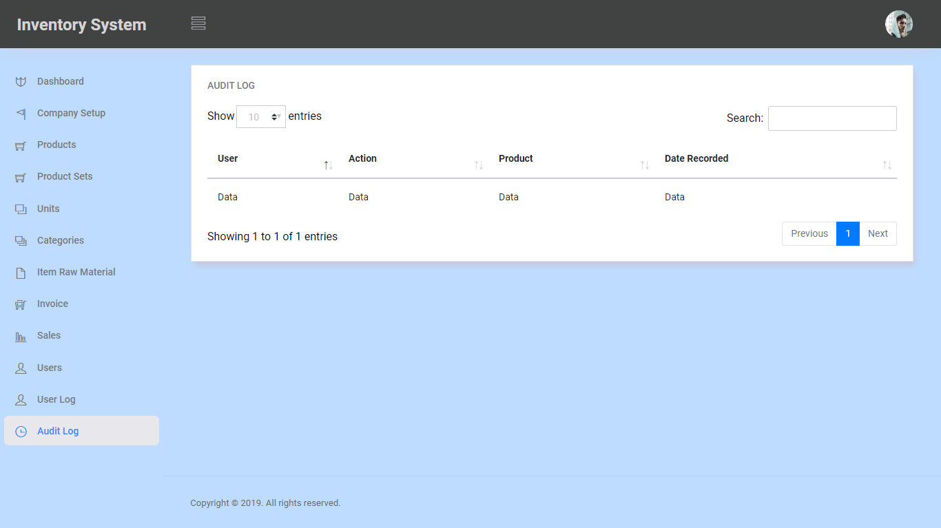 Inventory System Audit Log Module