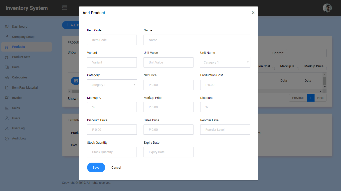 Inventory System Products Module