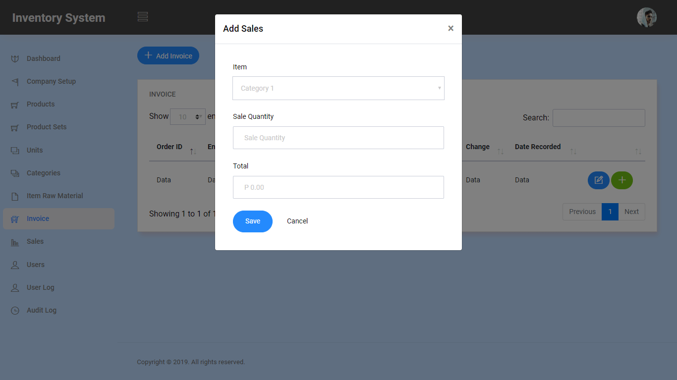 Inventory System Sales Module