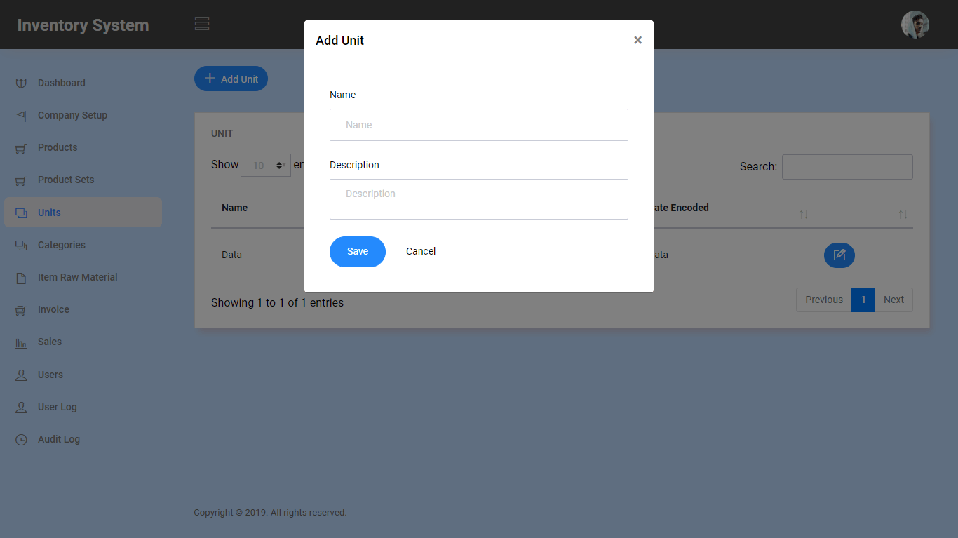 Inventory System Units Module