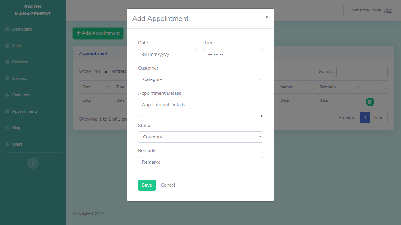 Salon Management System Appointments Module