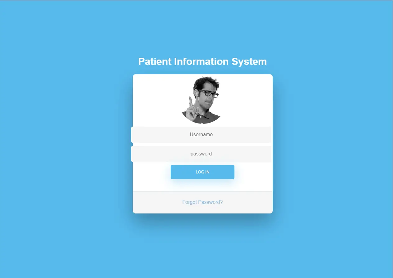 Patient Information System Login Form