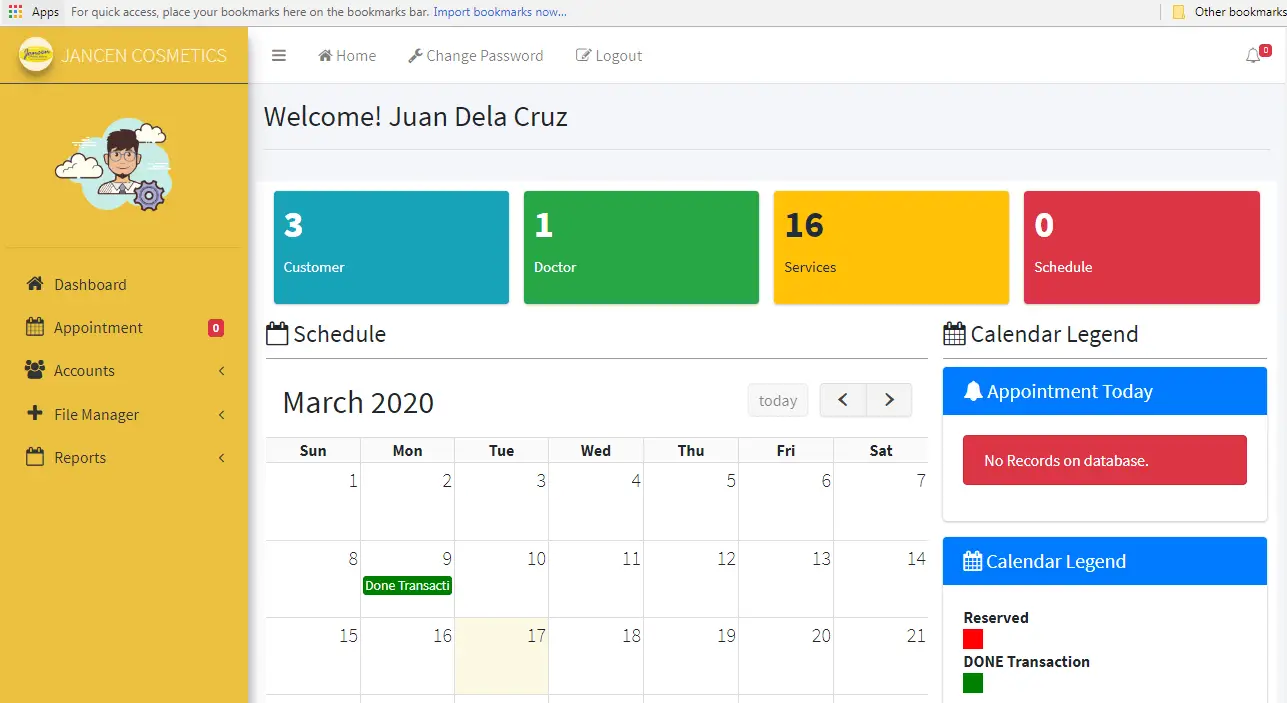 Appointment System Admin Dashboard