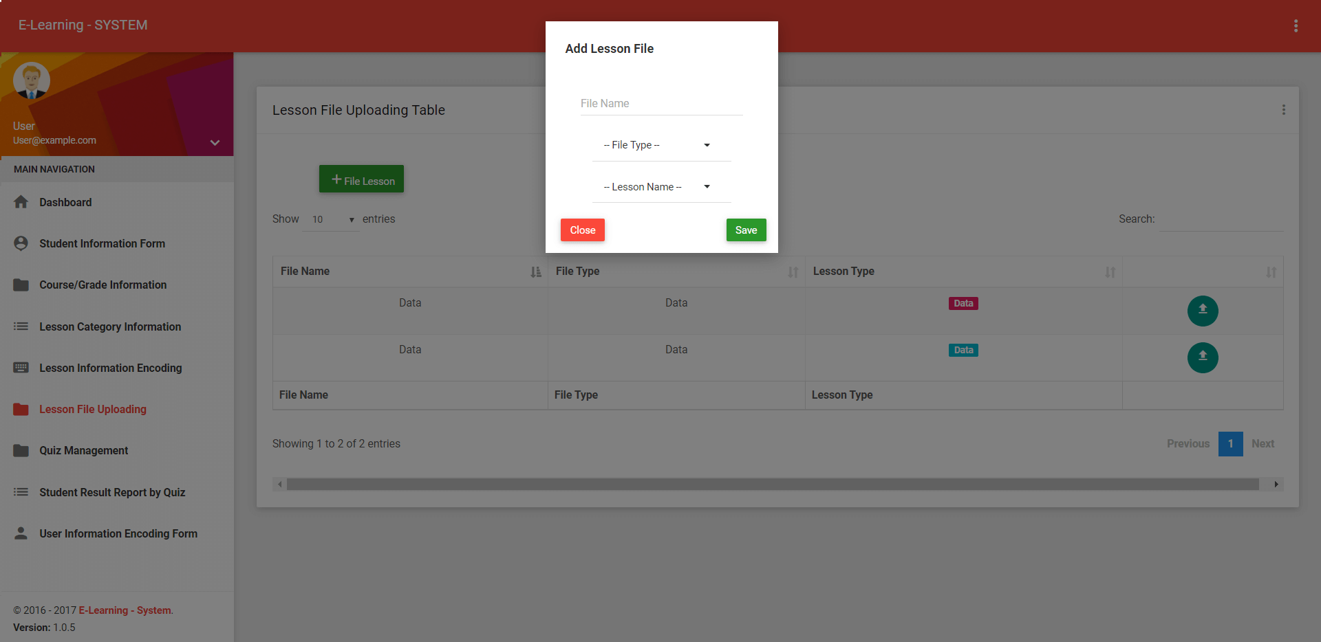 Elearning System Lesson File Uploading Form