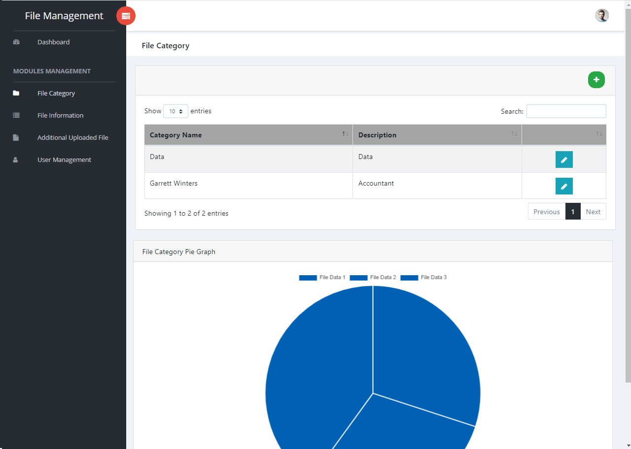 File Management System List of File Category Module