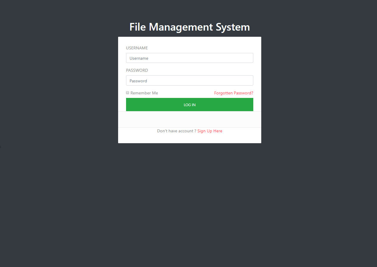 File Management System Login Form
