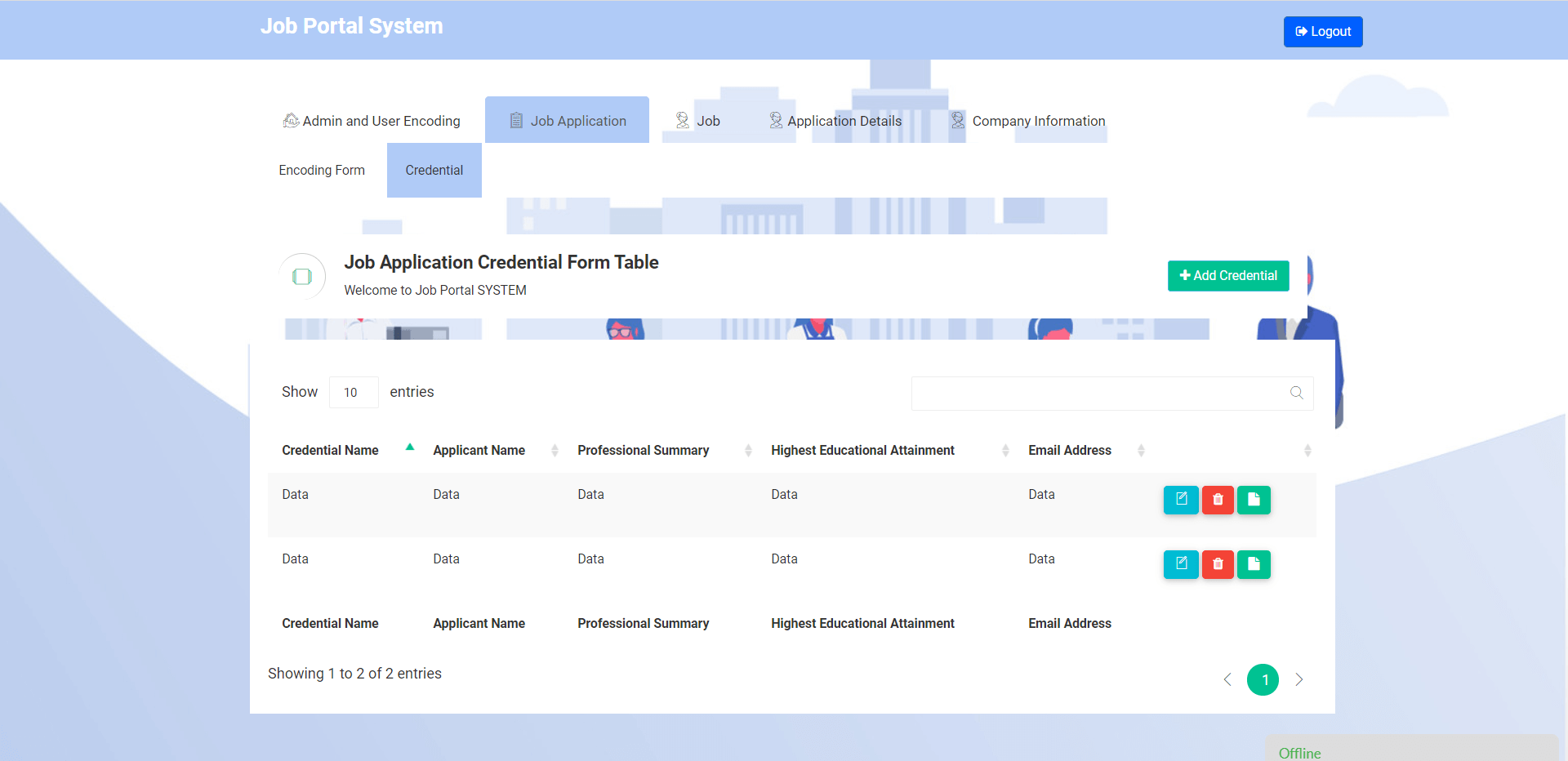 Job Portal System Job Applicant Credential