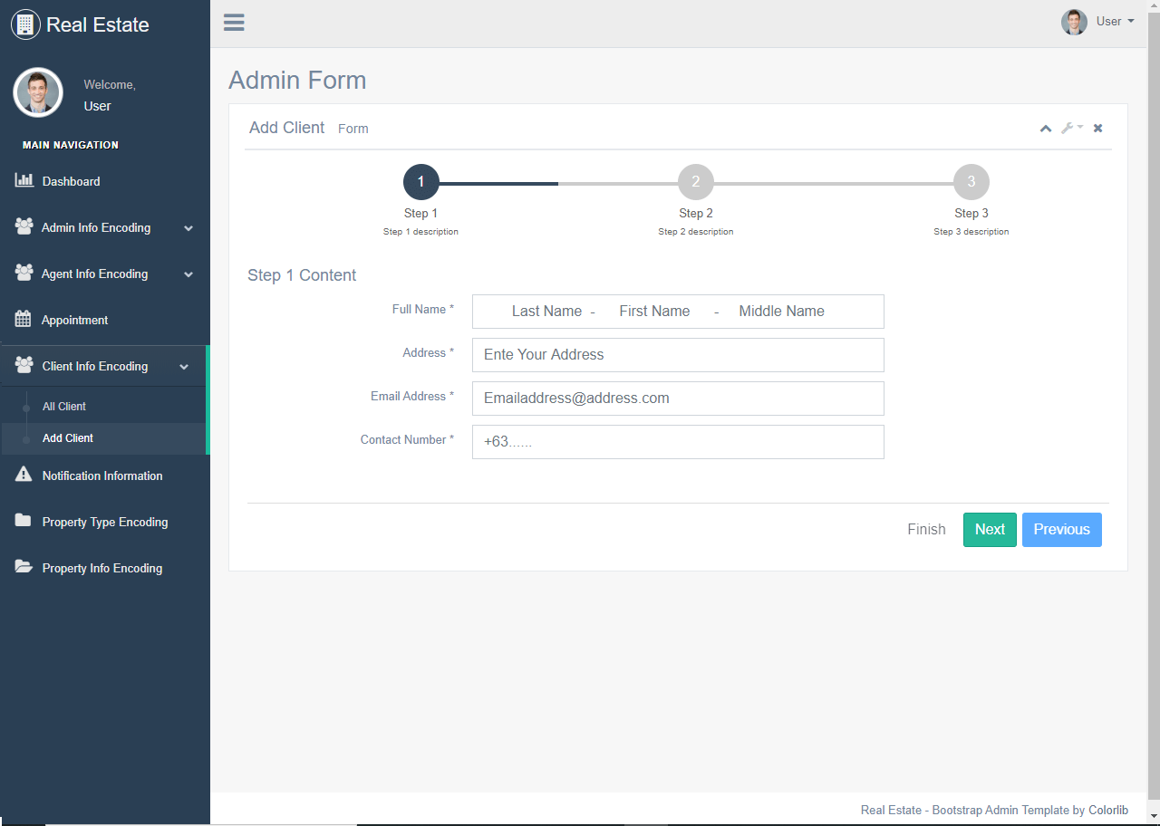 Real Estate System Client Info Encoding Form