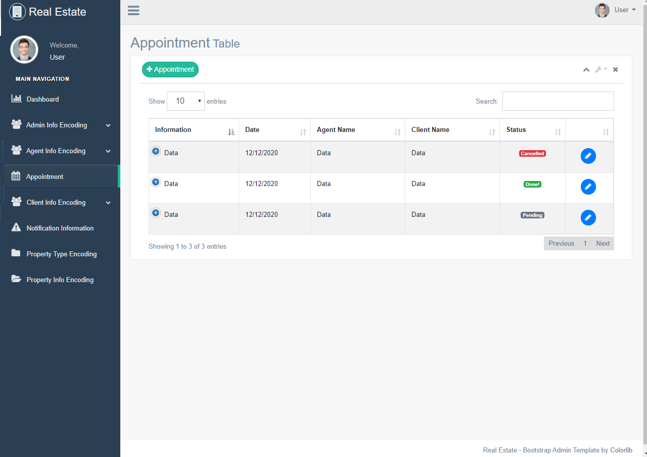 Real Estate System List of Appointment