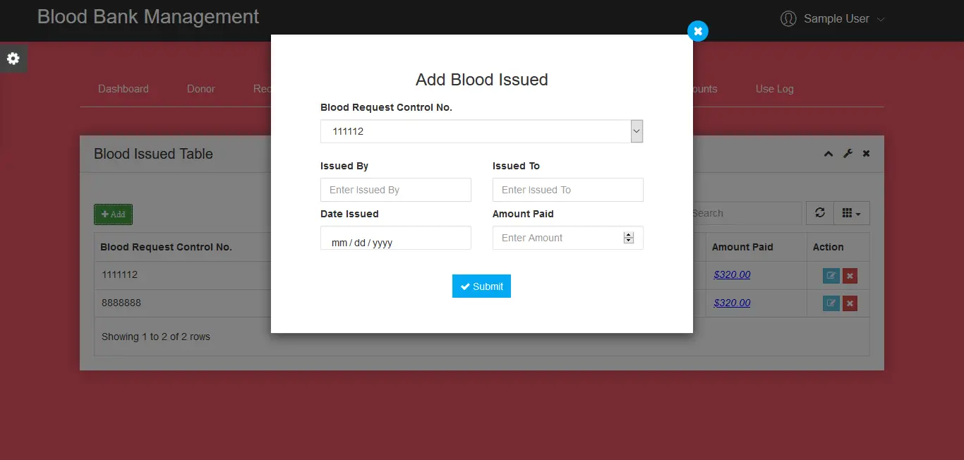 Blood Bank Management System Blood Issued Encoding