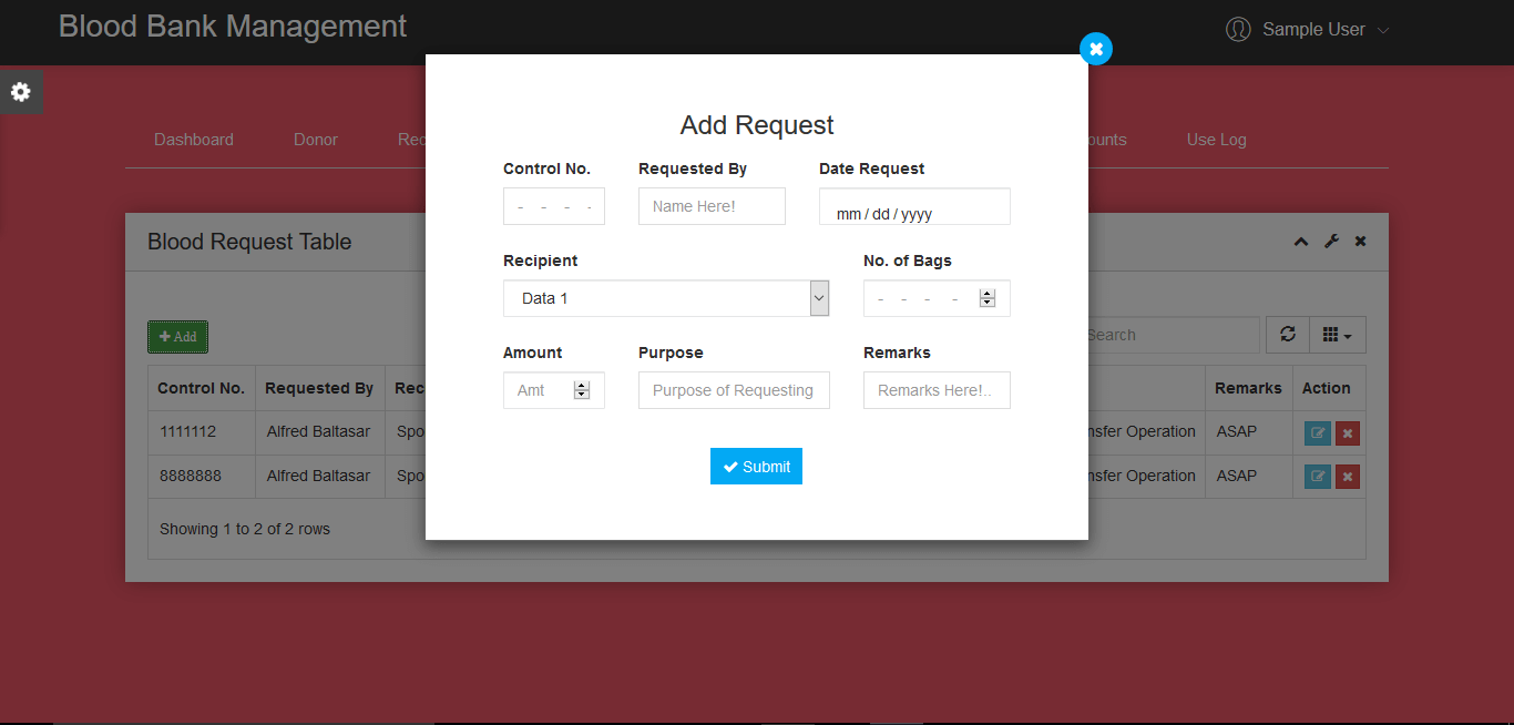 Blood Bank Management System Blood Request Encoding