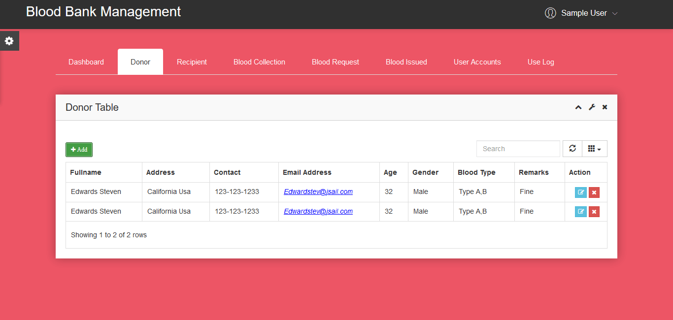 Blood Bank Management System Donor Management