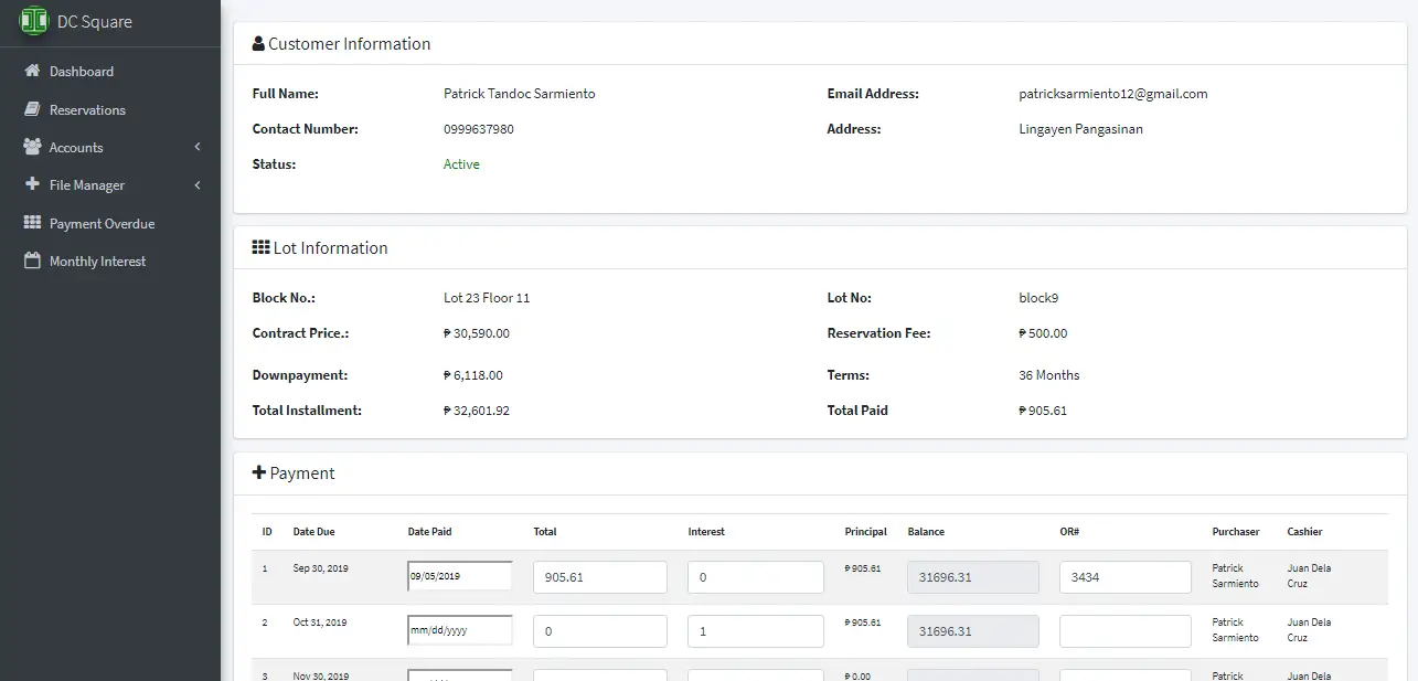 Cemetery Mapping System Sales Report by Customer