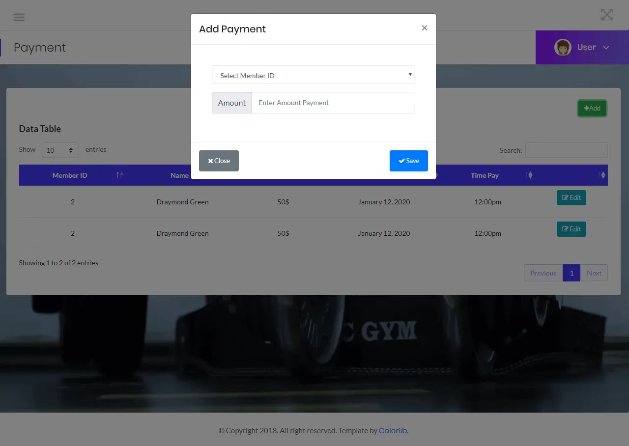 Gym Management Payment Form