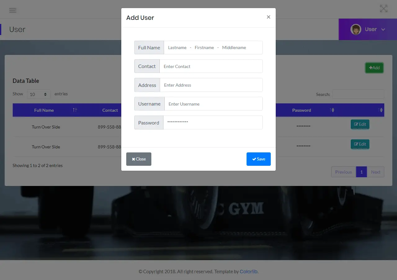 Gym Management User Information Module