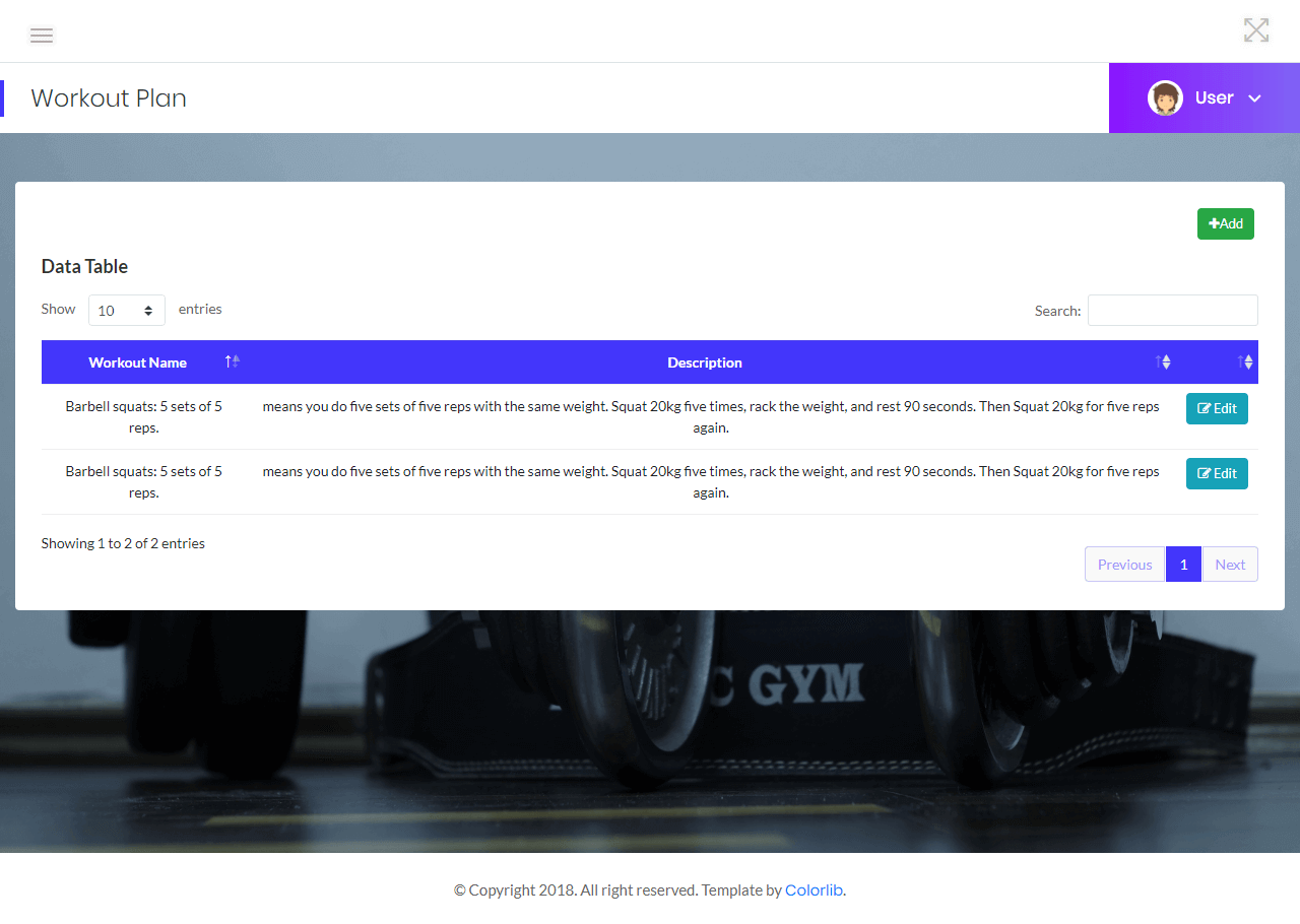 Gym Management Workout Management Module