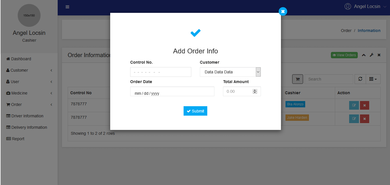 Medicine Delivery Web App Order Information Encoding