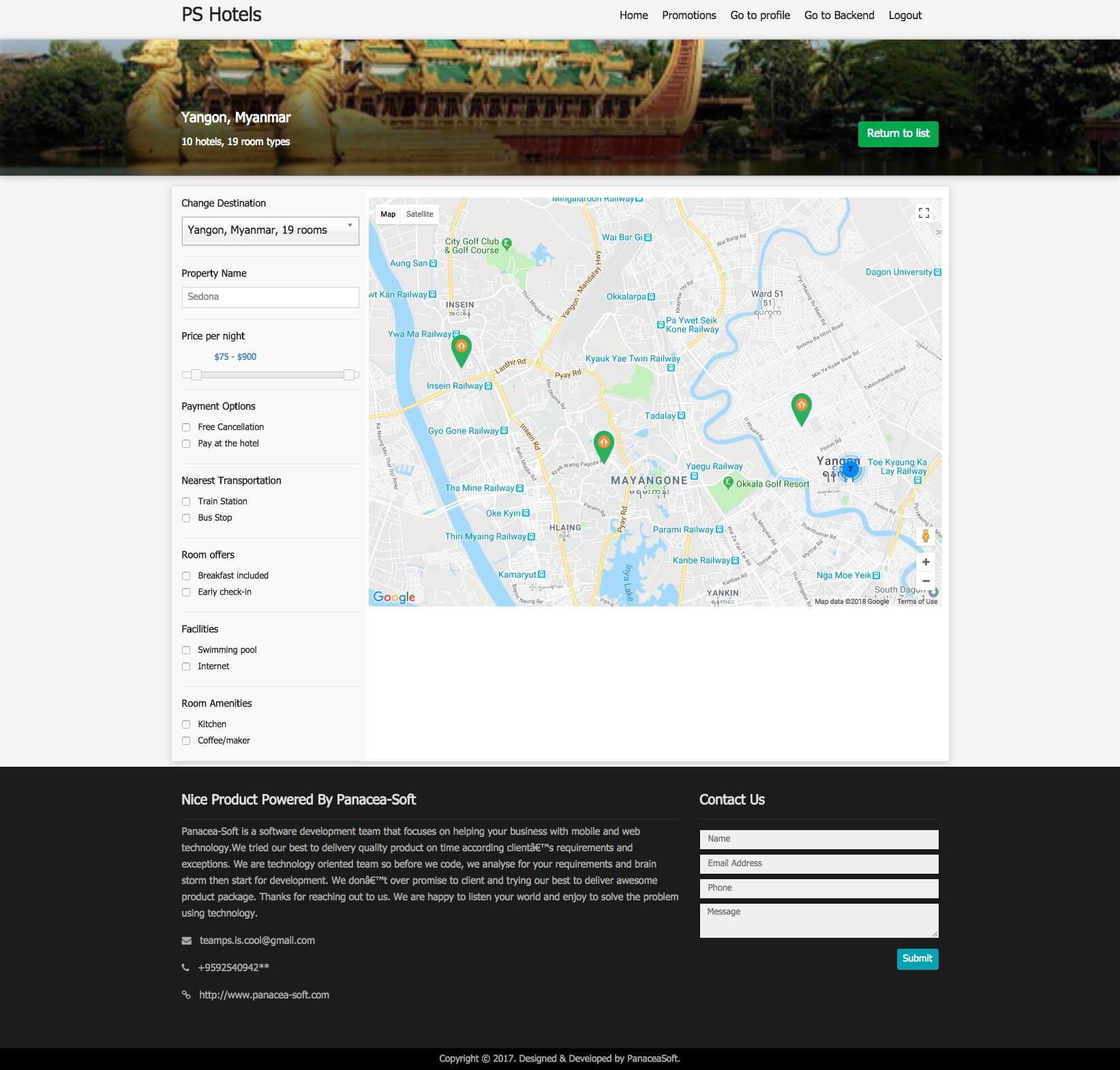 Multi Hotel Management System Hotel Map Page