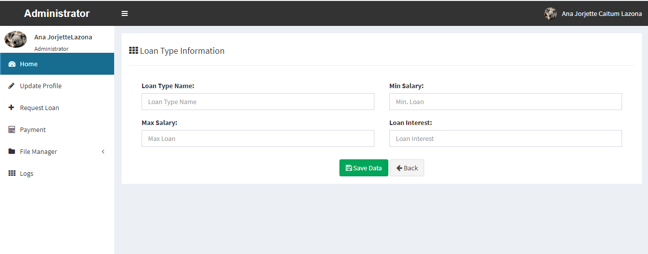 Online Loan Management System Loan Type Encoding